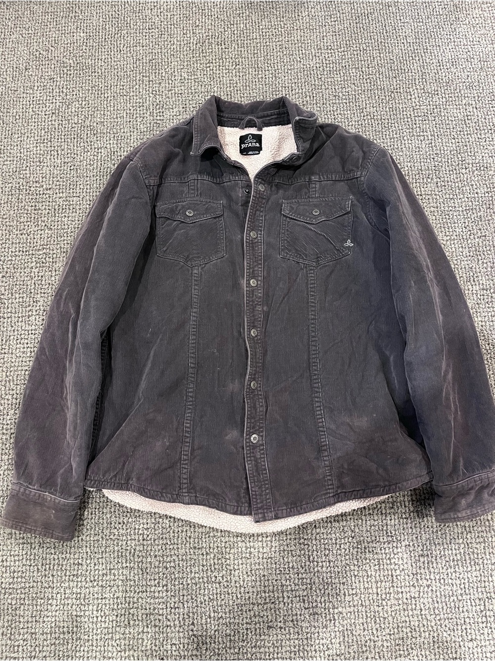 Prana Men’s Black Sherpa-Lined Corduroy Jacket